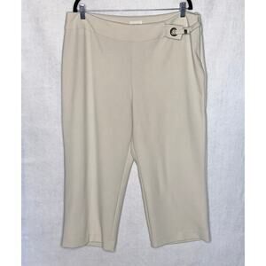 CHICO’S Flat Front Cropped Pants Side Zip Beige Size 3 (XL/16–18)